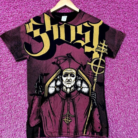 Ghost Cardinal Copia Blood Cassock Prequelle All Over Front Heavy Metal Tee S - Picture 1 of 4